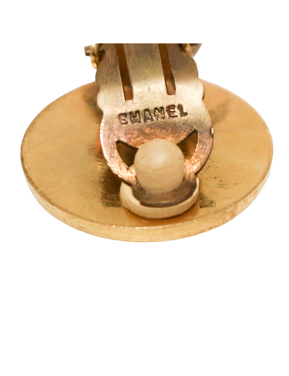 CHANEL vintage quilted bag gold clip-on earrings