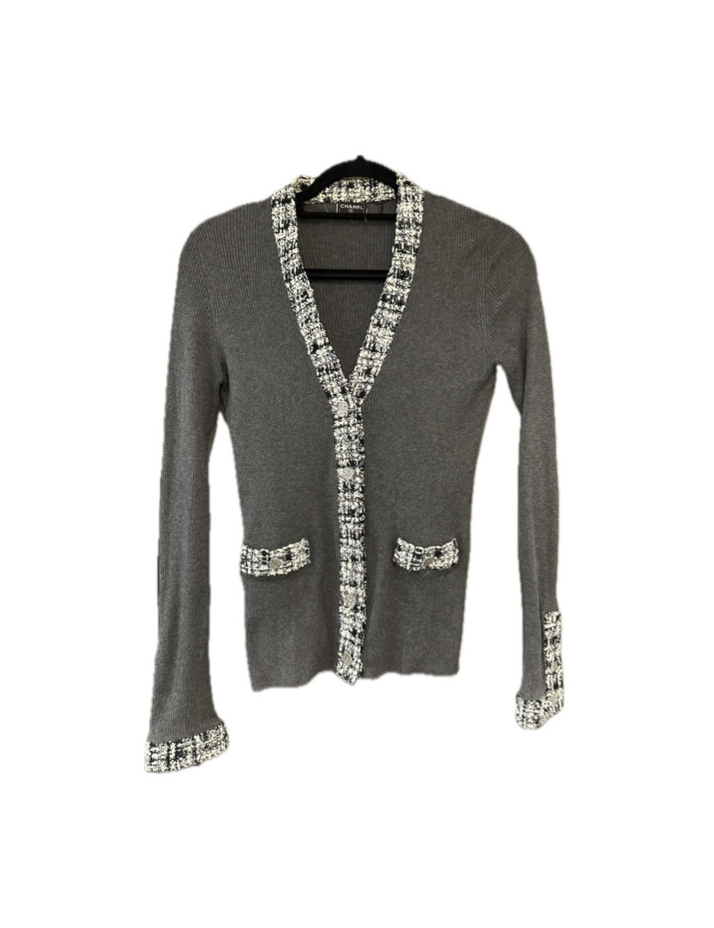 Gilet T36 CHANEL gris gansé