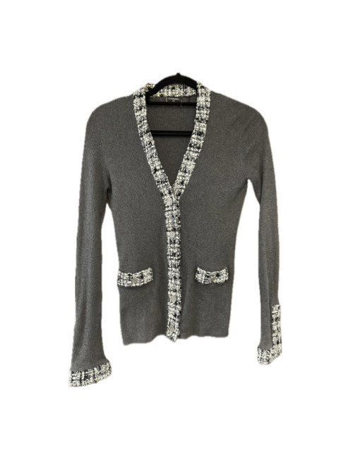 Gilet T36 CHANEL gris gansé