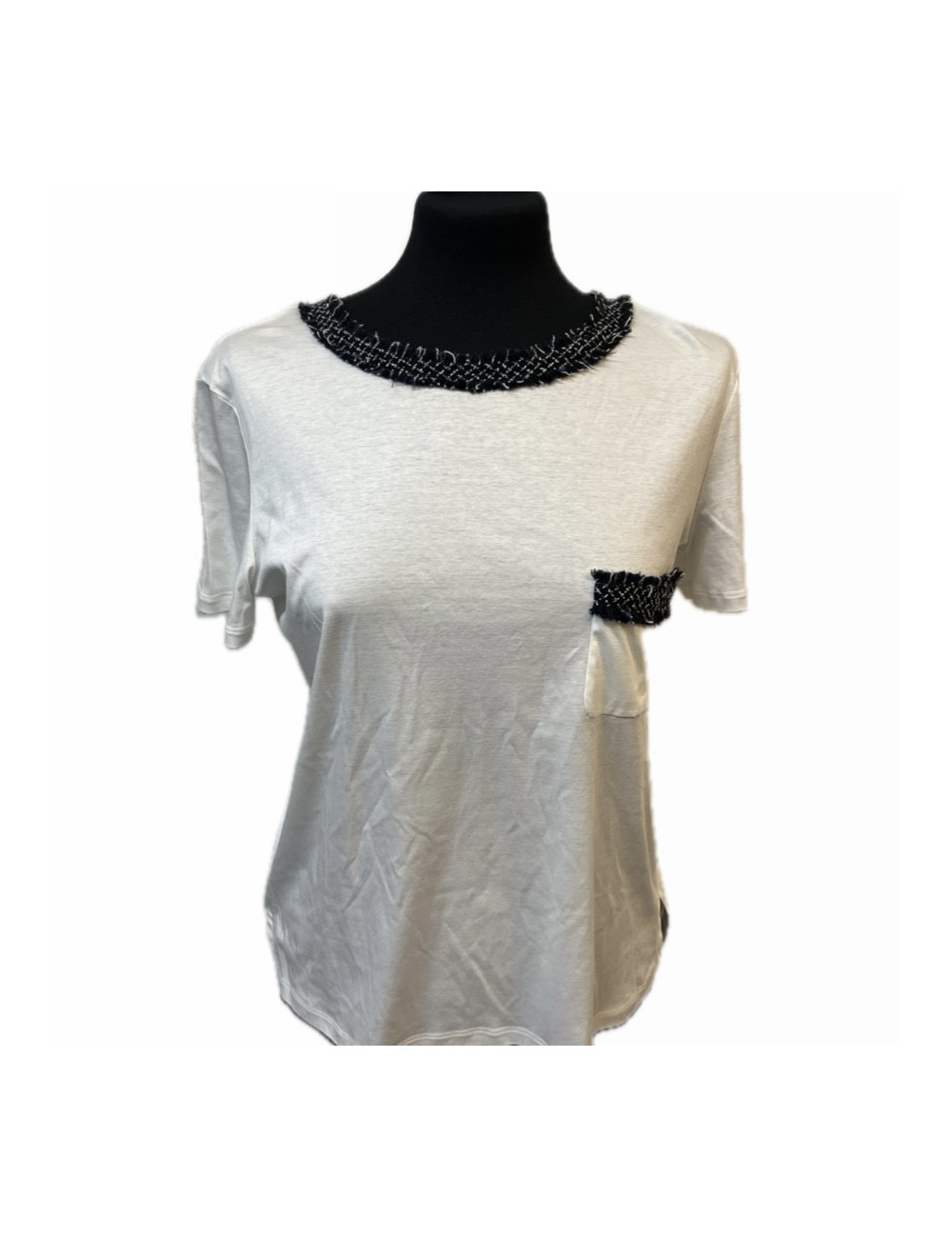 T Shirt T 38 CHANEL blanc gainsé