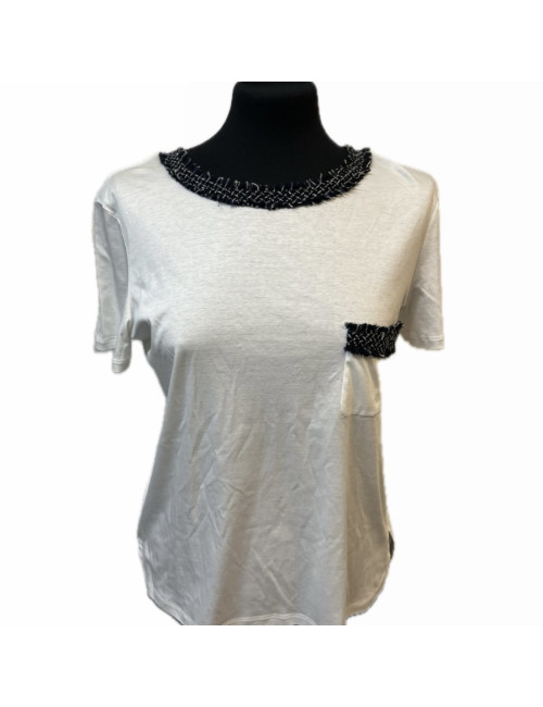 T Shirt T 38 CHANEL blanc gainsé