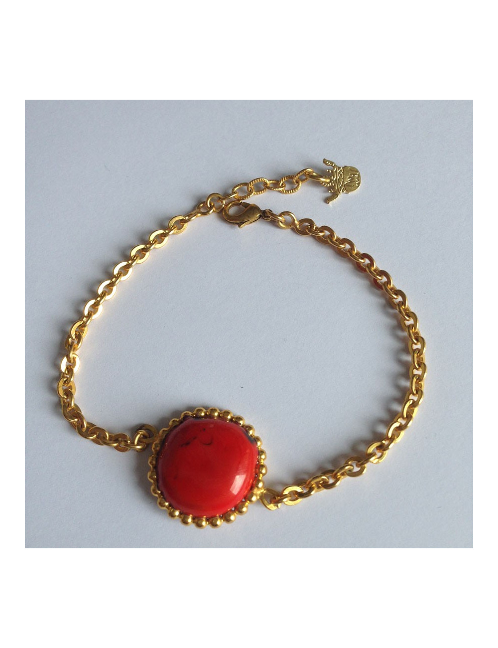 Bracelet cabochon rond rouge MARGUERITE DE VALOIS