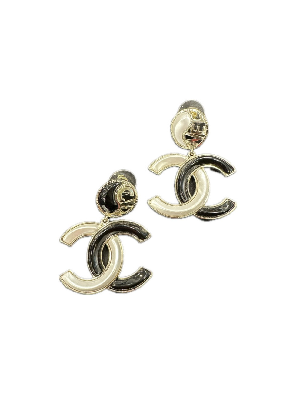 Clous c'oreille CHANEL pendants nacre noir