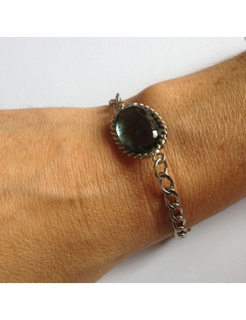 Bracelet cabochon gris transparent MARGUERITE DE VALOIS