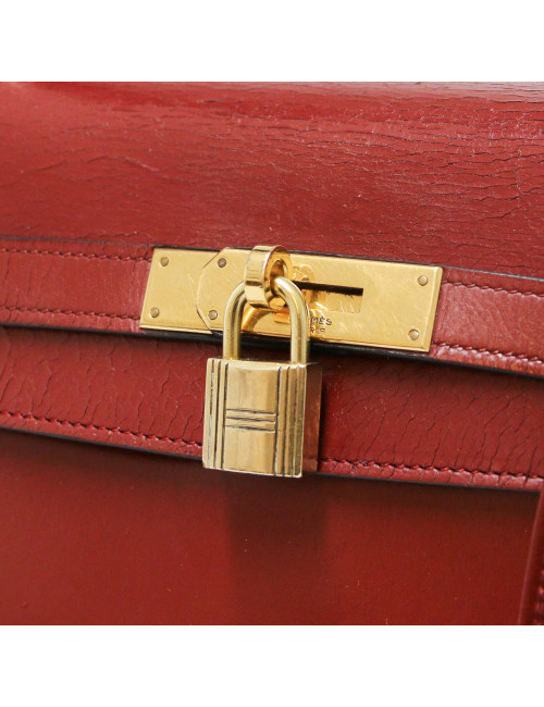  Kelly 32 HERMES sellier rouge H avec bandoulière