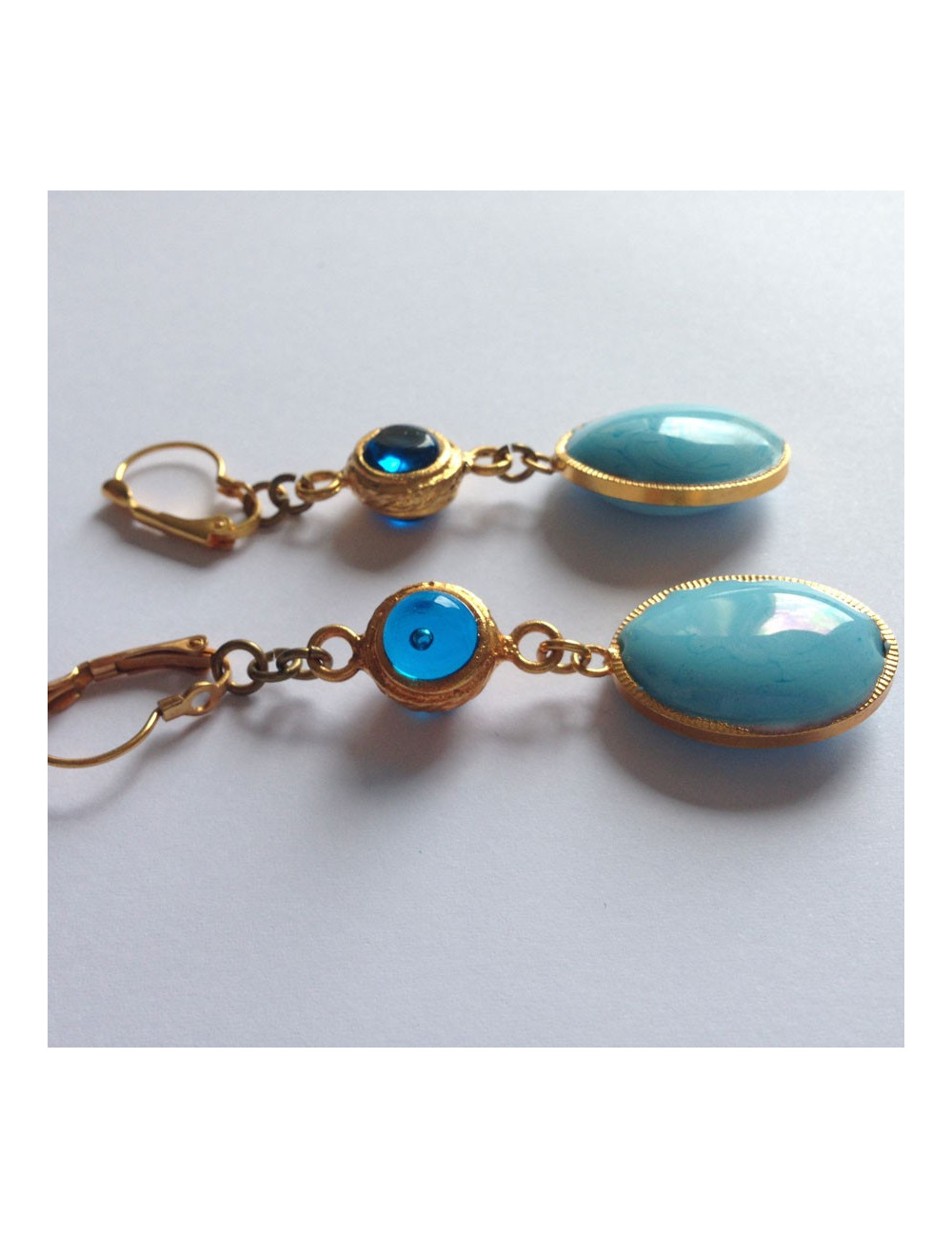 Clous pendants bleu MARGUERITE DE VALOIS