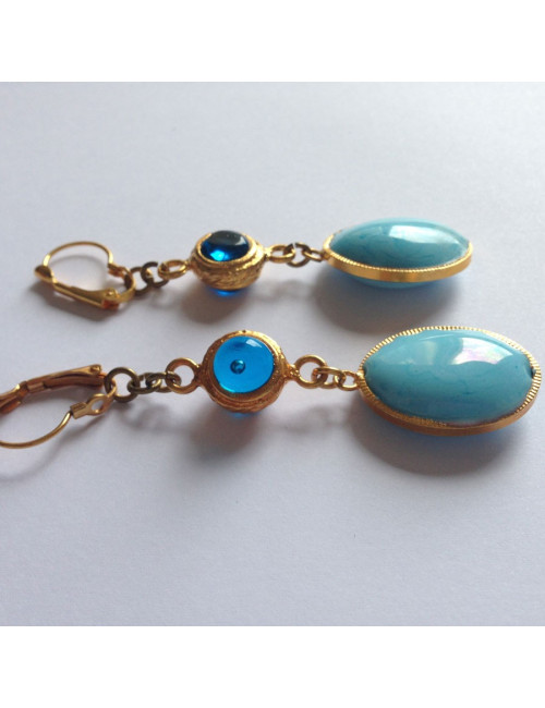 Clous pendants bleu MARGUERITE DE VALOIS