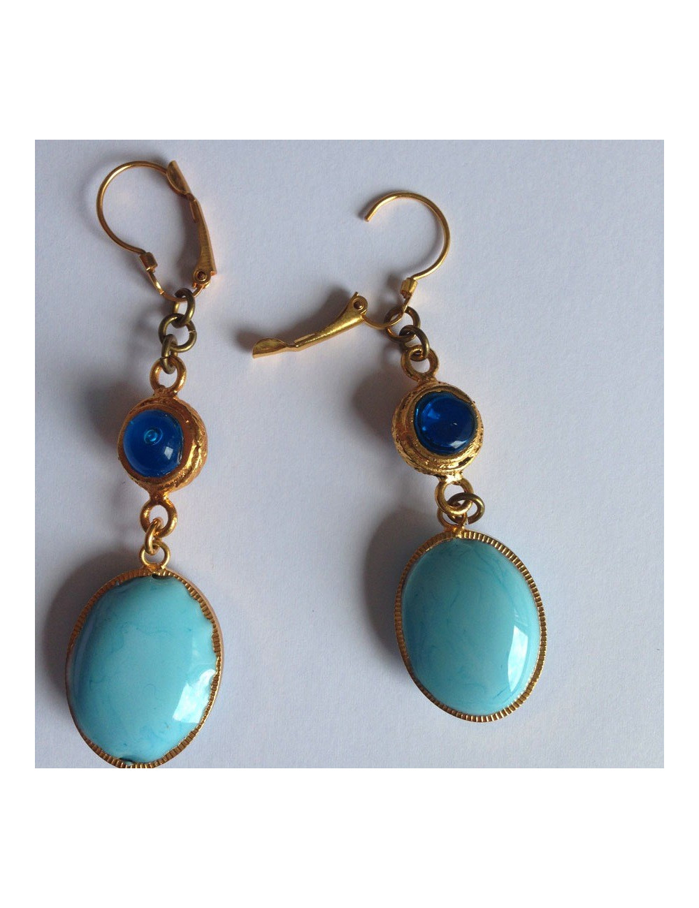 Clous pendants bleu MARGUERITE DE VALOIS