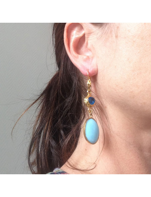 Clous pendants bleu MARGUERITE DE VALOIS