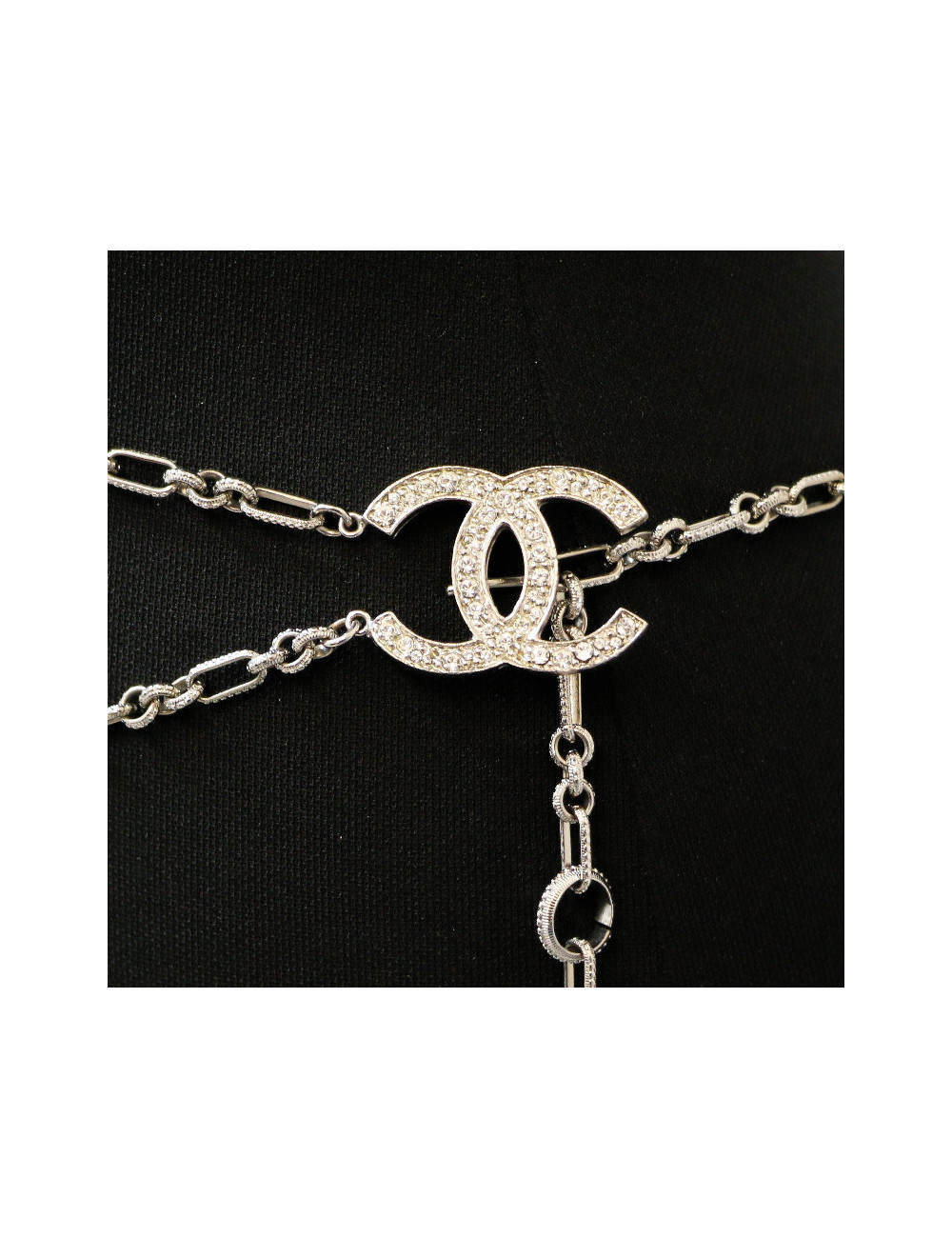 Chanel silver finish belt