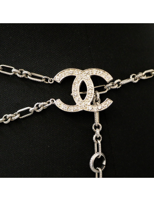 Chanel silver finish belt
