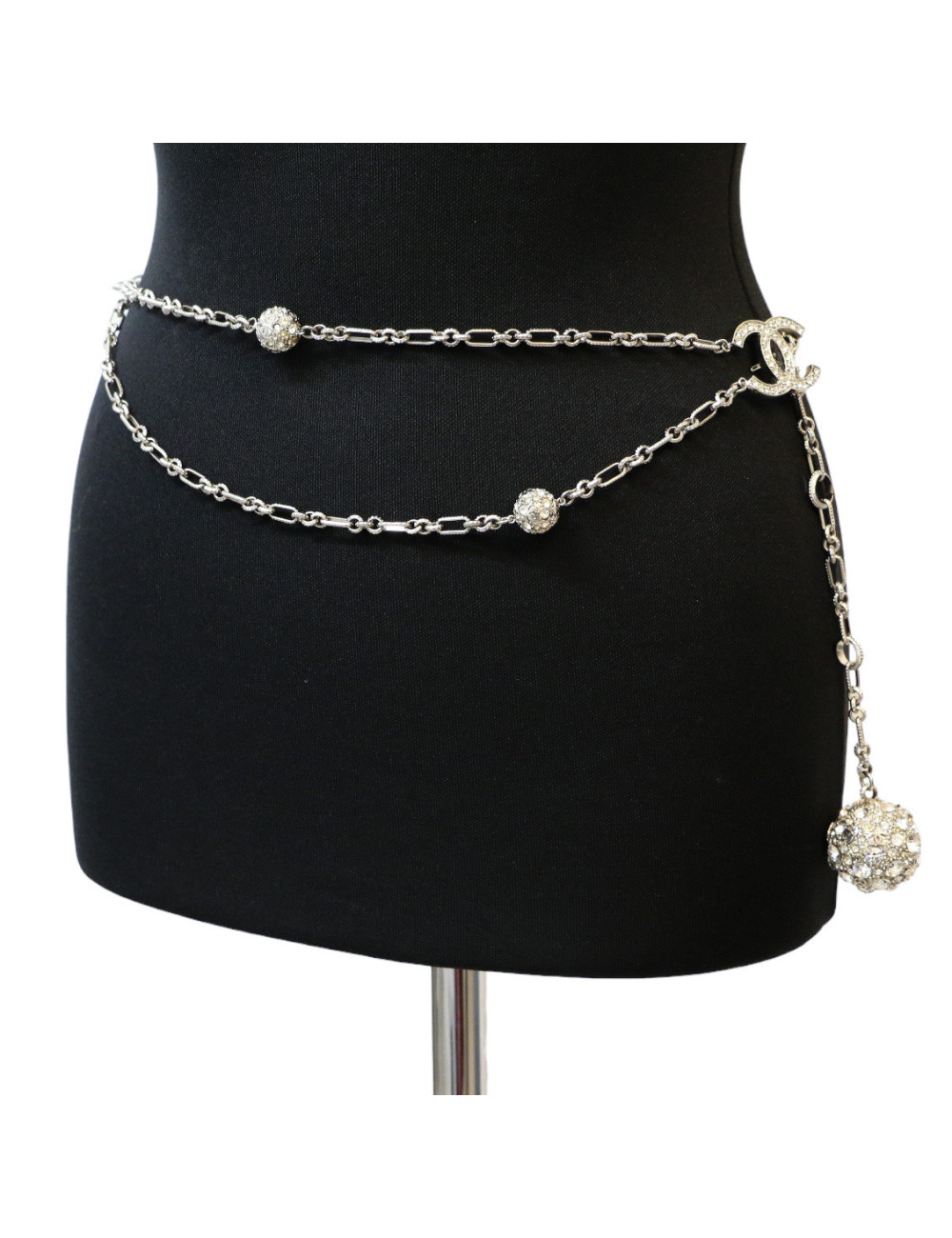 Chanel silver finish belt