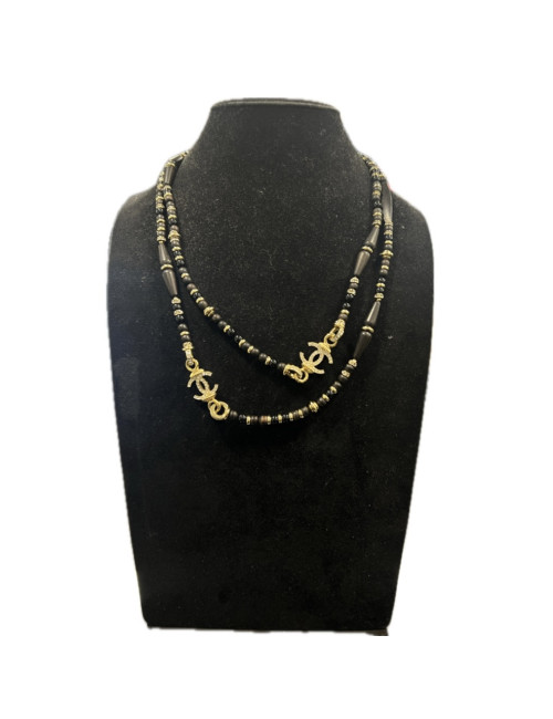 Sautoir CHANEL bois et CC dorés