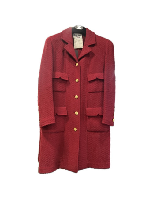 Manteau CHANEL tweed rouge T38 