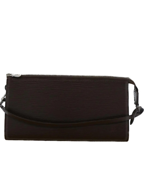 Pochette accessoire LOUIS VUITTON cuir épi moka