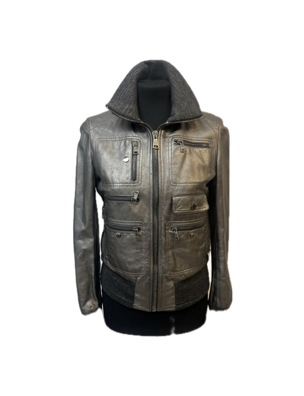 Blouson DOLCE & GABBANA T36 cuir gris acier