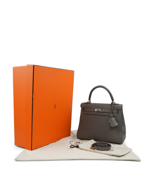 Kelly II 25HERMES Togo gris Meyer
