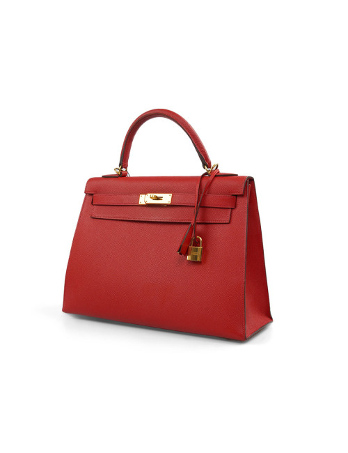 Kelly II sellier HERMES 32 Epsom rouge casaque