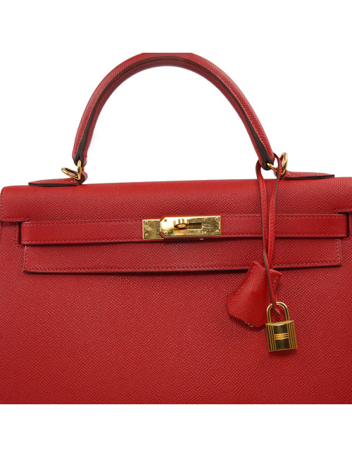 Kelly II sellier HERMES 32 Epsom rouge casaque