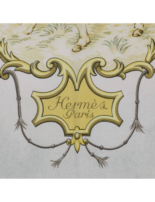 HERMES Chiens et Valets silk square scarf