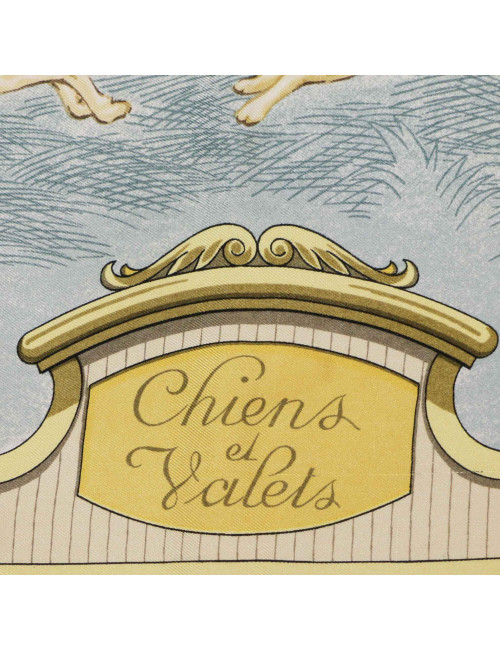 HERMES Chiens et Valets silk square scarf