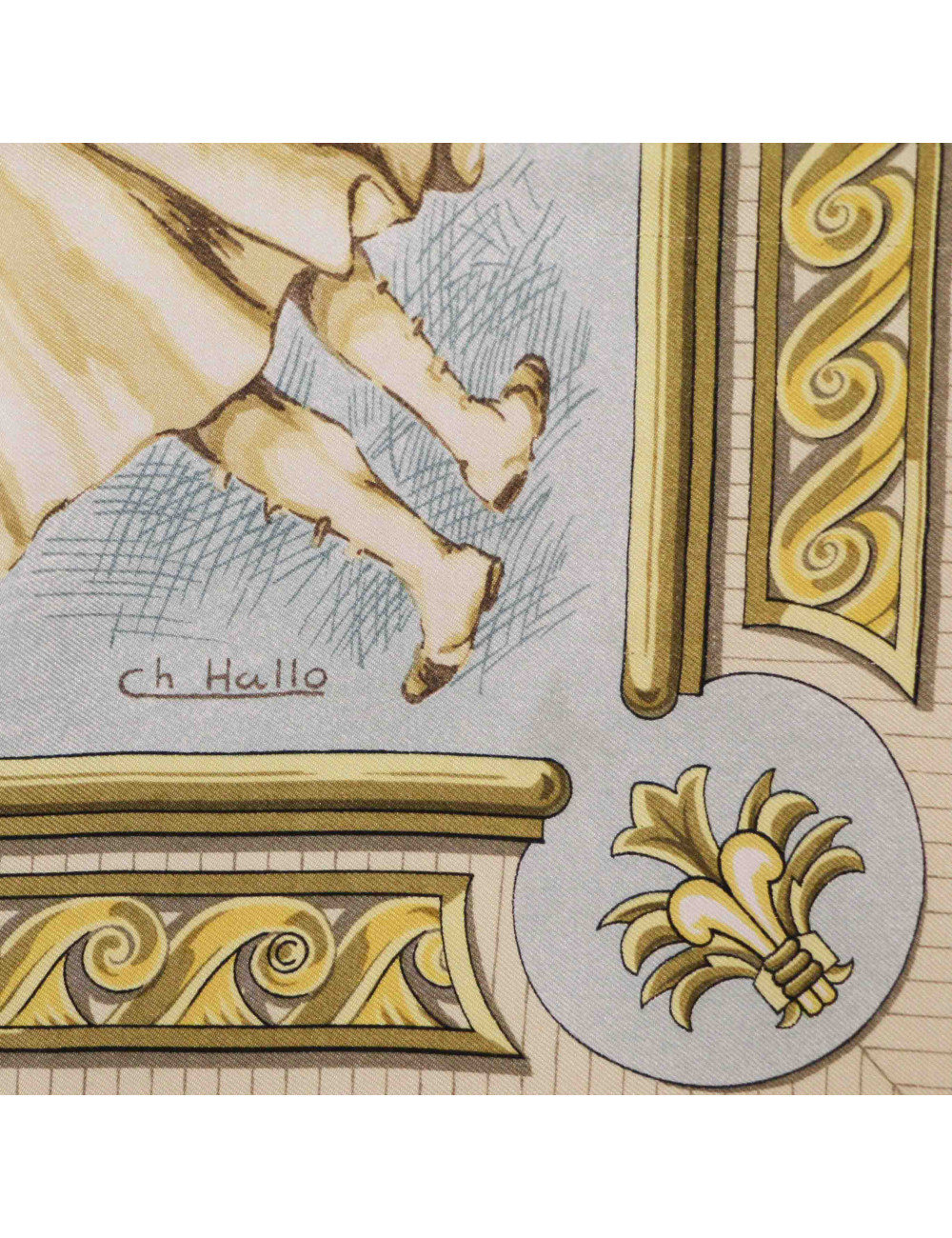 HERMES Chiens et Valets silk square scarf