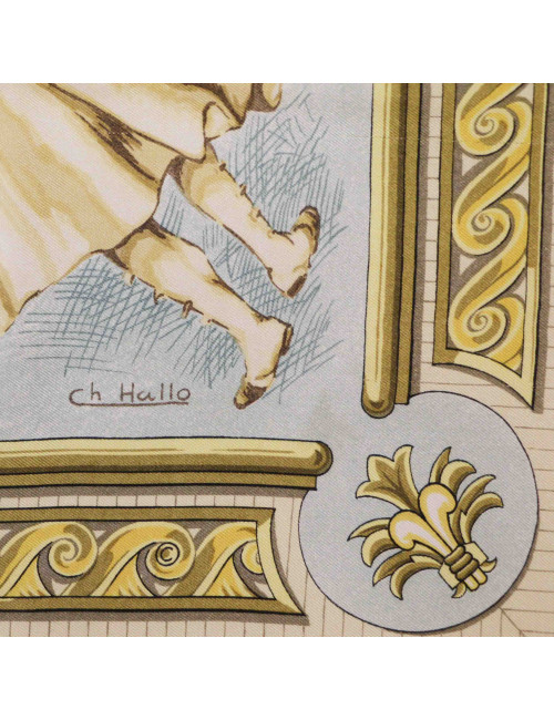 HERMES Chiens et Valets silk square scarf