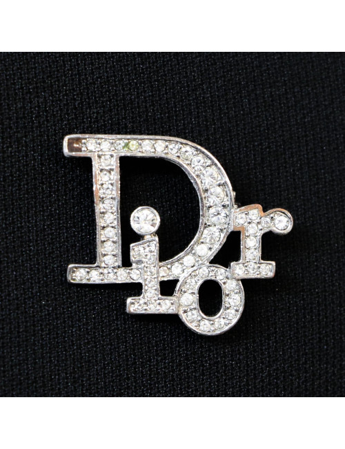 Broche CHRISTIAN DIOR argent strass