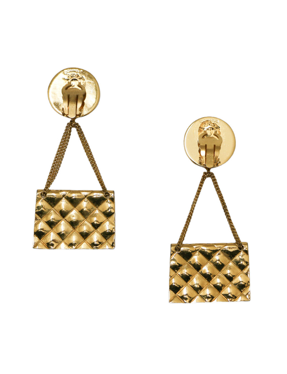 CHANEL collector vintage gold bag clip-on earrings