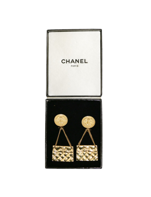 CHANEL collector vintage gold bag clip-on earrings