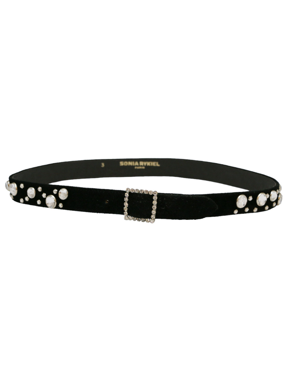 SONIA RYKIEL black suede and rhinestones belt