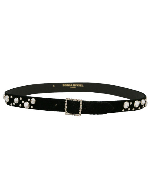 SONIA RYKIEL black suede and rhinestones belt