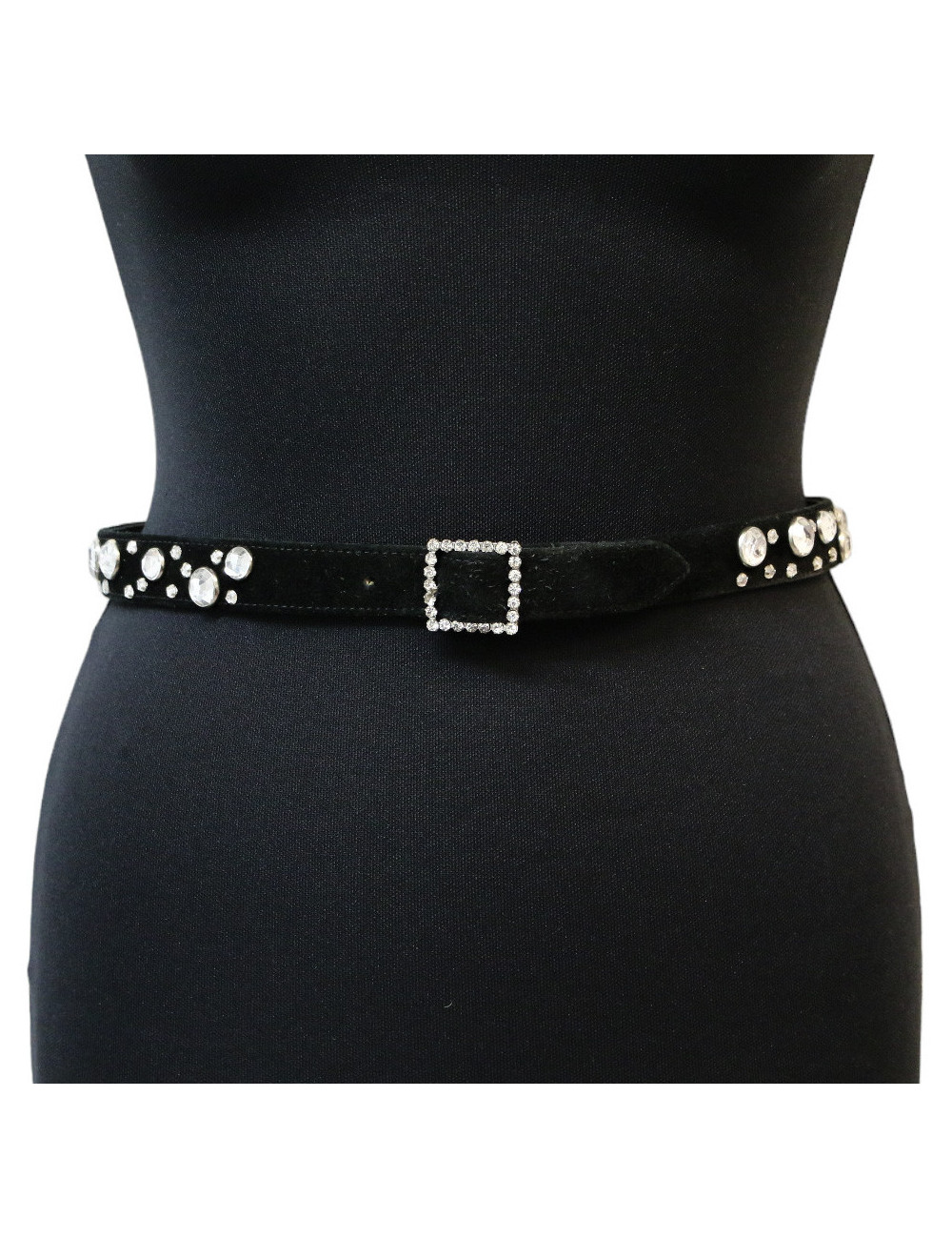 SONIA RYKIEL black suede and rhinestones belt