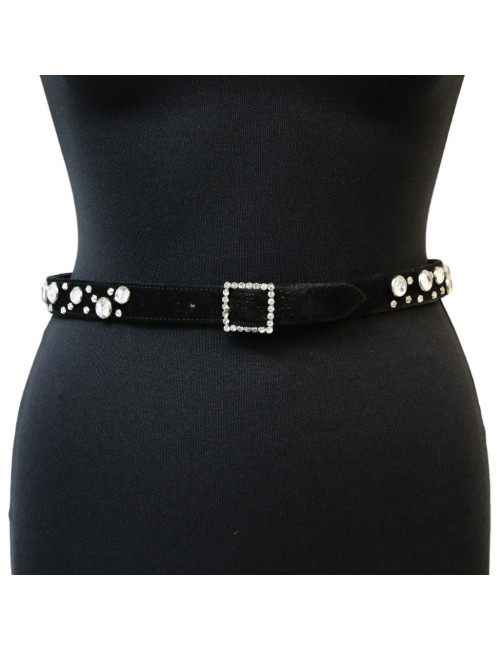 SONIA RYKIEL black suede and rhinestones belt