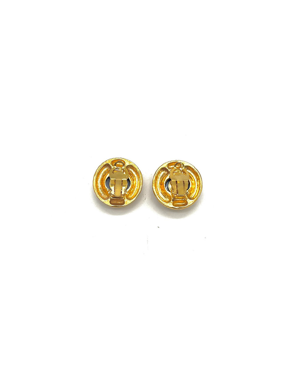 CHANEL vintage clip-on earrings blue molten glass