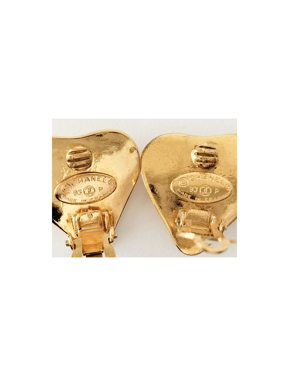 Clips coeur CHANEL dorés vintage