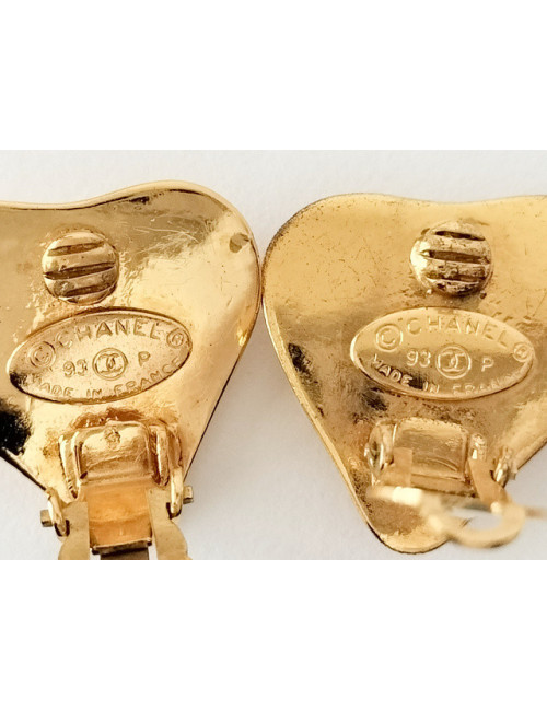 Clips coeur CHANEL dorés vintage
