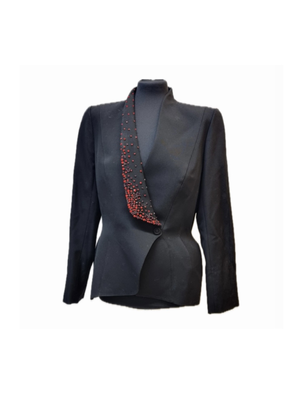 Veste THIERRY MUGLER T44 noir perles rouge