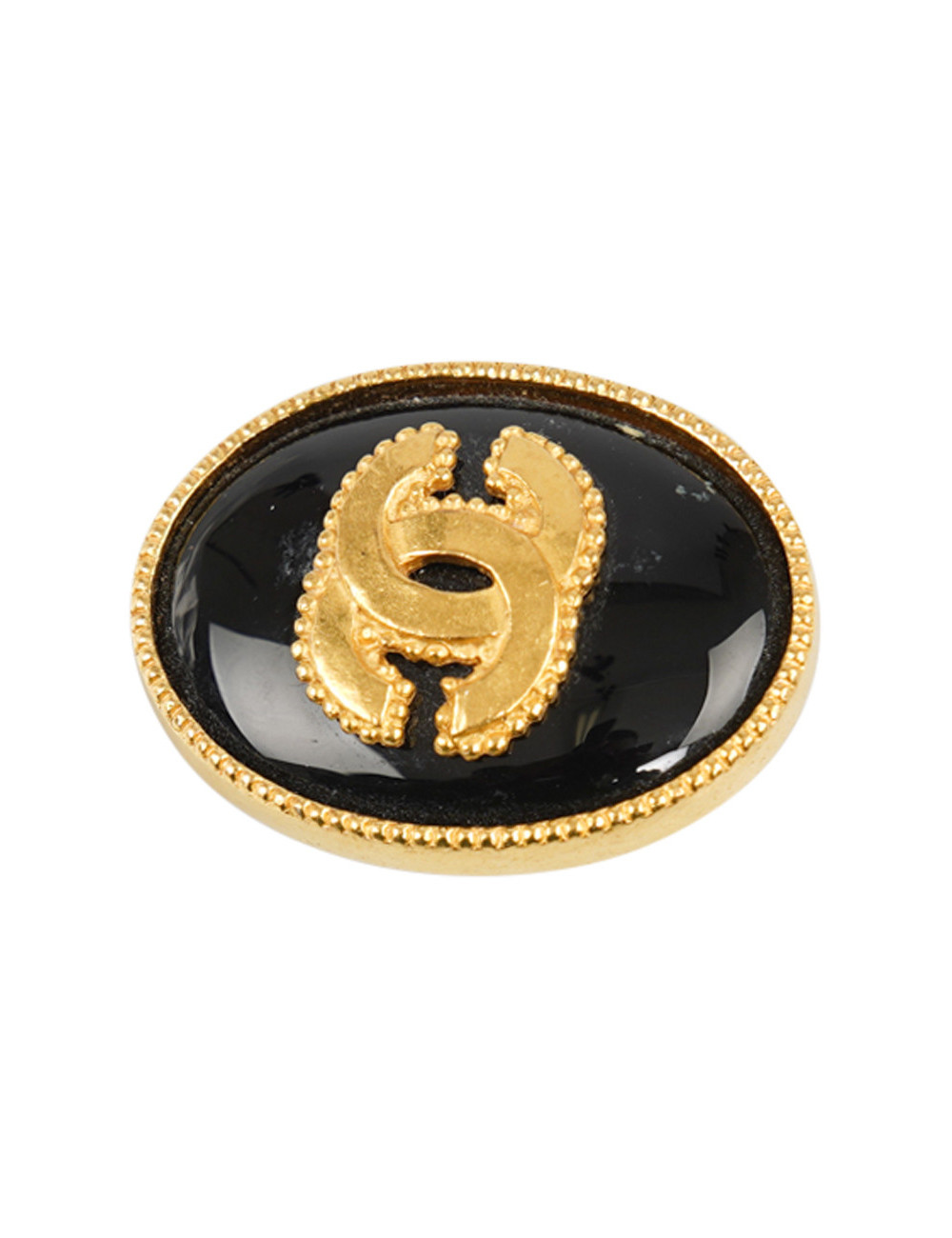 Broche CHANEL émaillée noire 1996