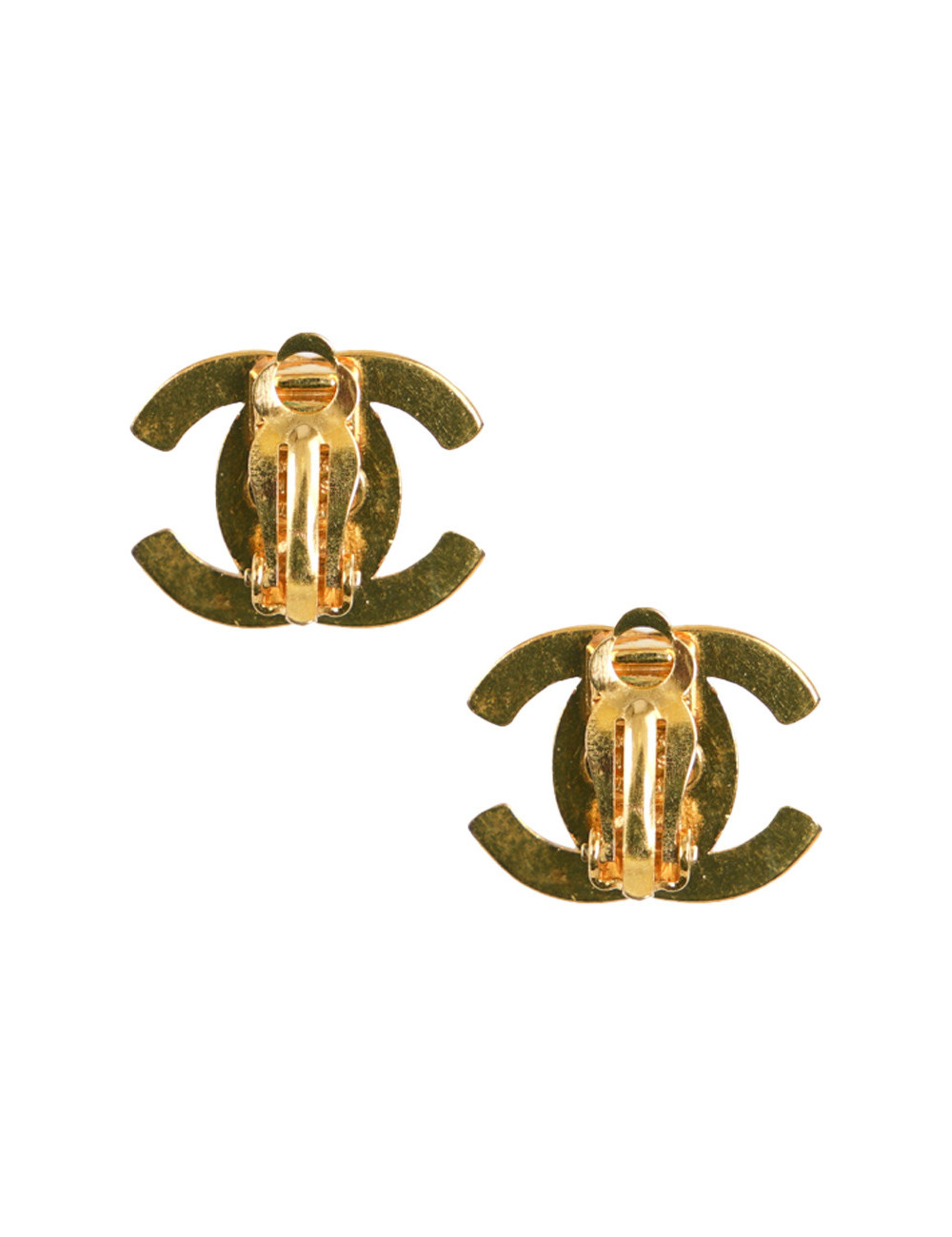 CHANEL vintage gold turnlock clip-on earrings