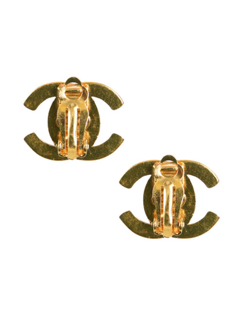 CHANEL vintage gold turnlock clip-on earrings