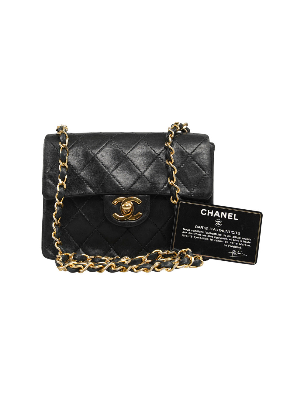 Sac Classique carré vintage CHANEL noir 