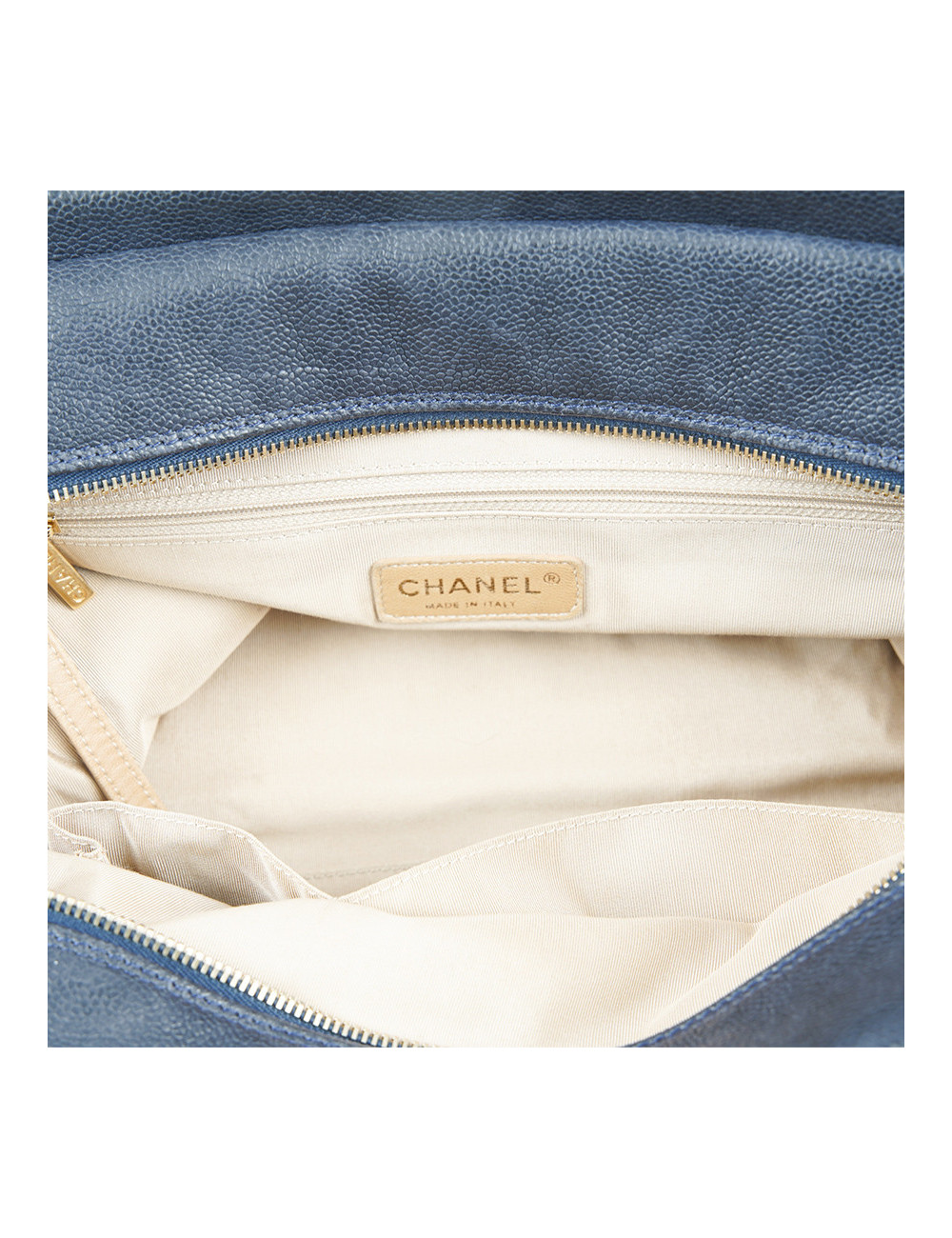 Cabas CHANEL cuir de veau bleu 