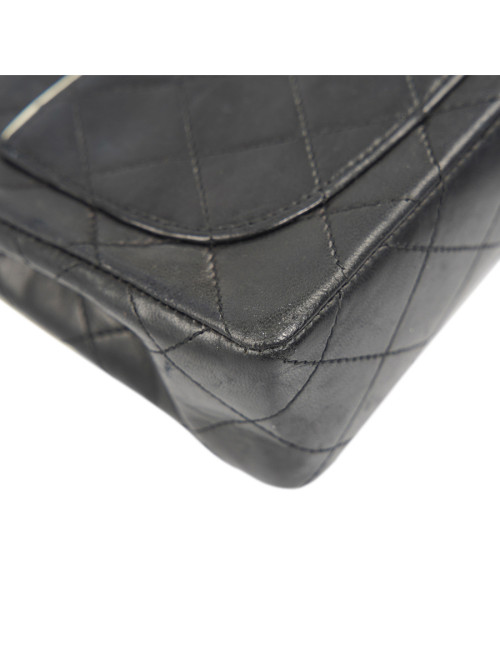 Petit sac vintage CHANEL noir gansé de blanc