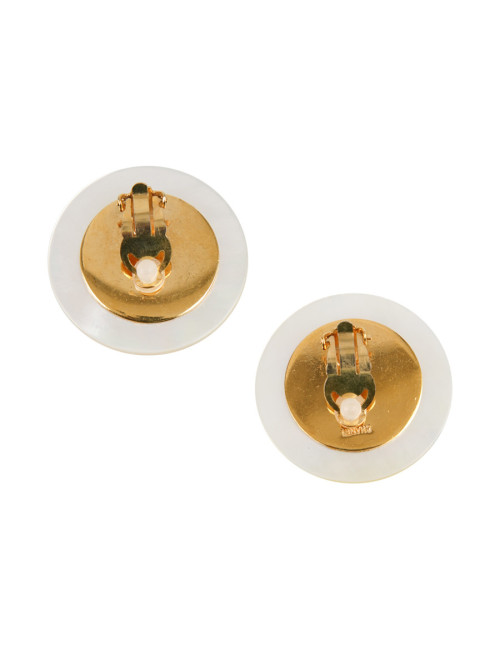 Grands clips CHANEL nacré et noir Couture