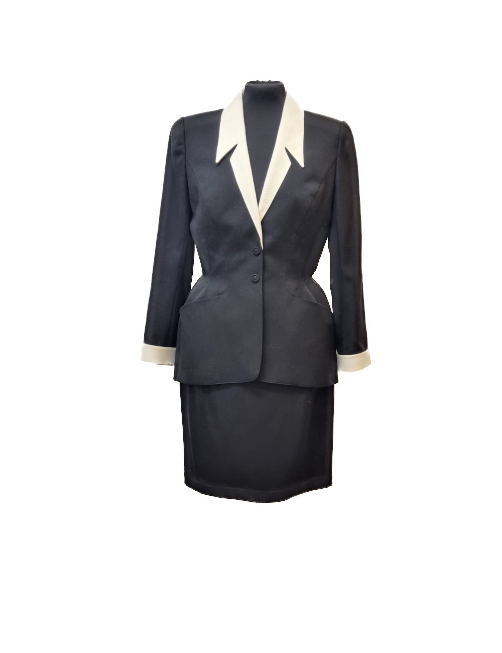 Ensemble  T40 THIERRY MUGLER noir veste jupe