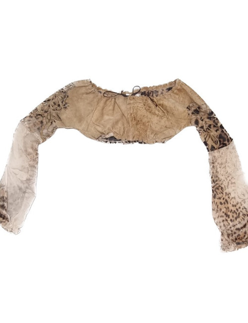 Crop ROBERTO CAVALLI t S cuir beige soie 