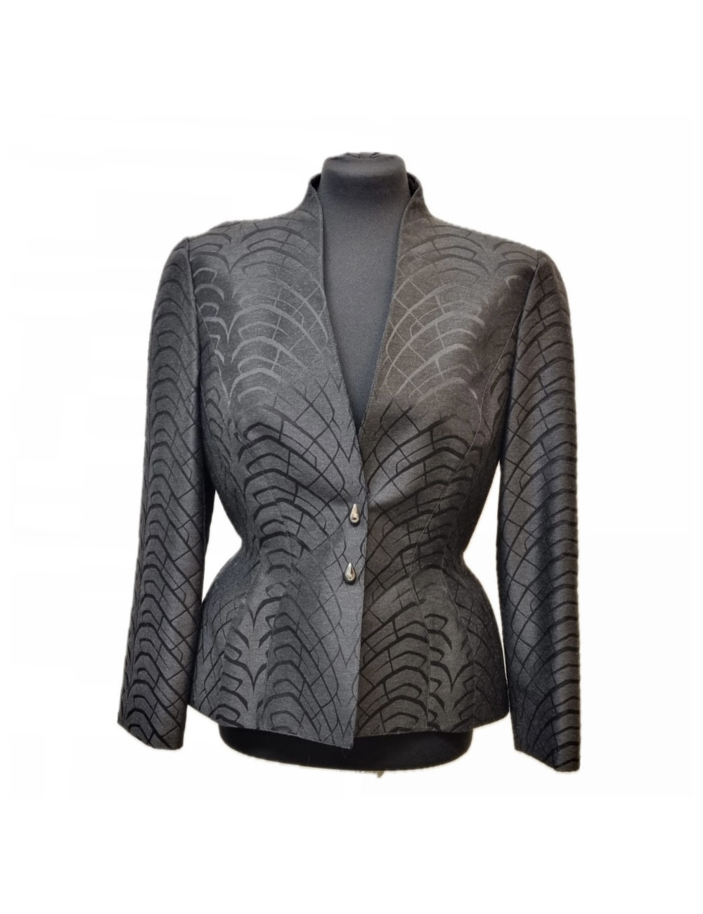 Veste T42 THIERRY MUGLER motifs noirs embossés