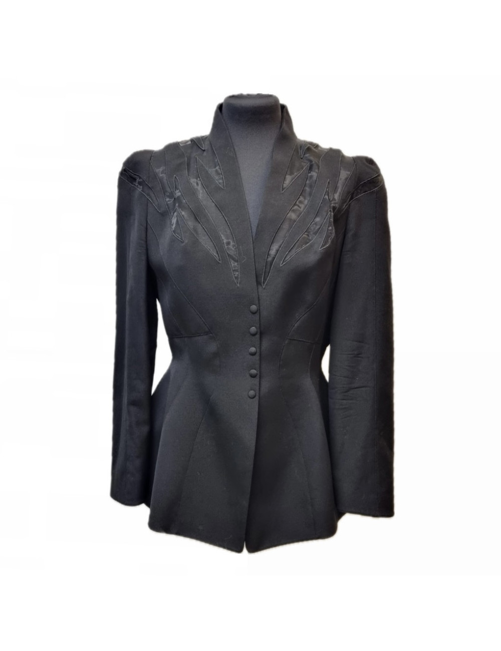 Veste THIERRY MUGLER T 42 noir tulle au col