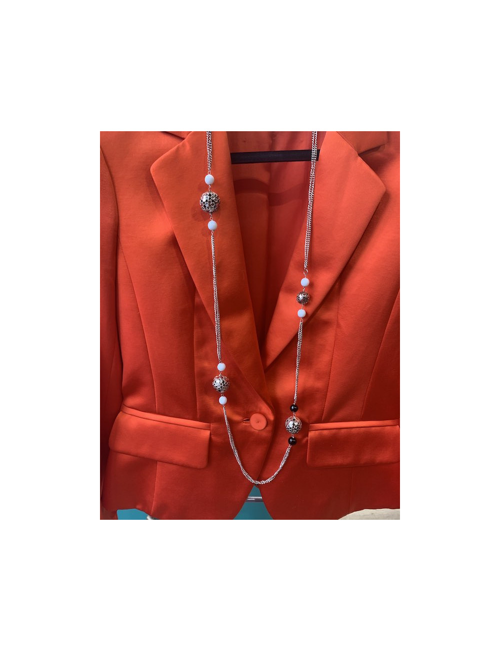 Sautoir MARGUERITE DE VALOIS, chaîne argentée, 